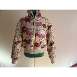 merci Floral Patchwork Quilted Puffer Jacket Grandma Core Cottagecore Size s